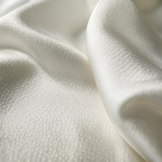 MingSilk 19 momme mulberry silk pearl satin with a fine textured surface, pearlescent lustre and fluid folds.