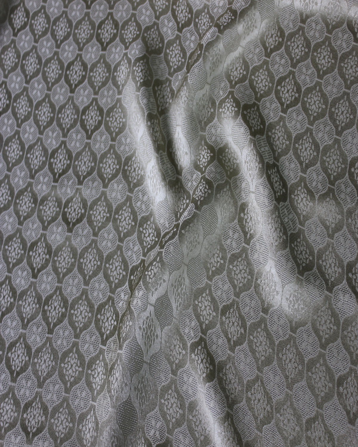 19 momme mulberry silk Sangbo jacquard satin RH-2395 showing woven geometric pattern and soft lustrous drape