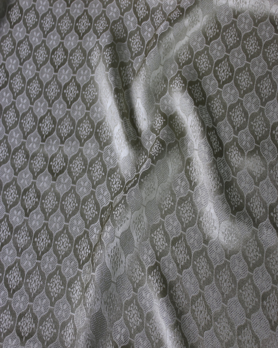 19 momme mulberry silk Sangbo jacquard satin RH-2395 showing woven geometric pattern and soft lustrous drape