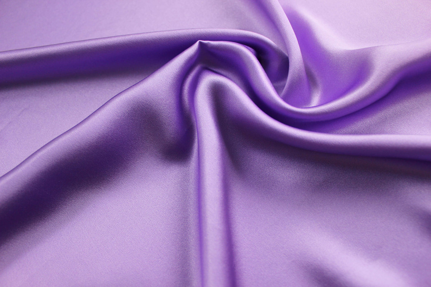 Lavender purple silk charmeuse colour reference showing satin sheen, smooth texture and medium-body drape.