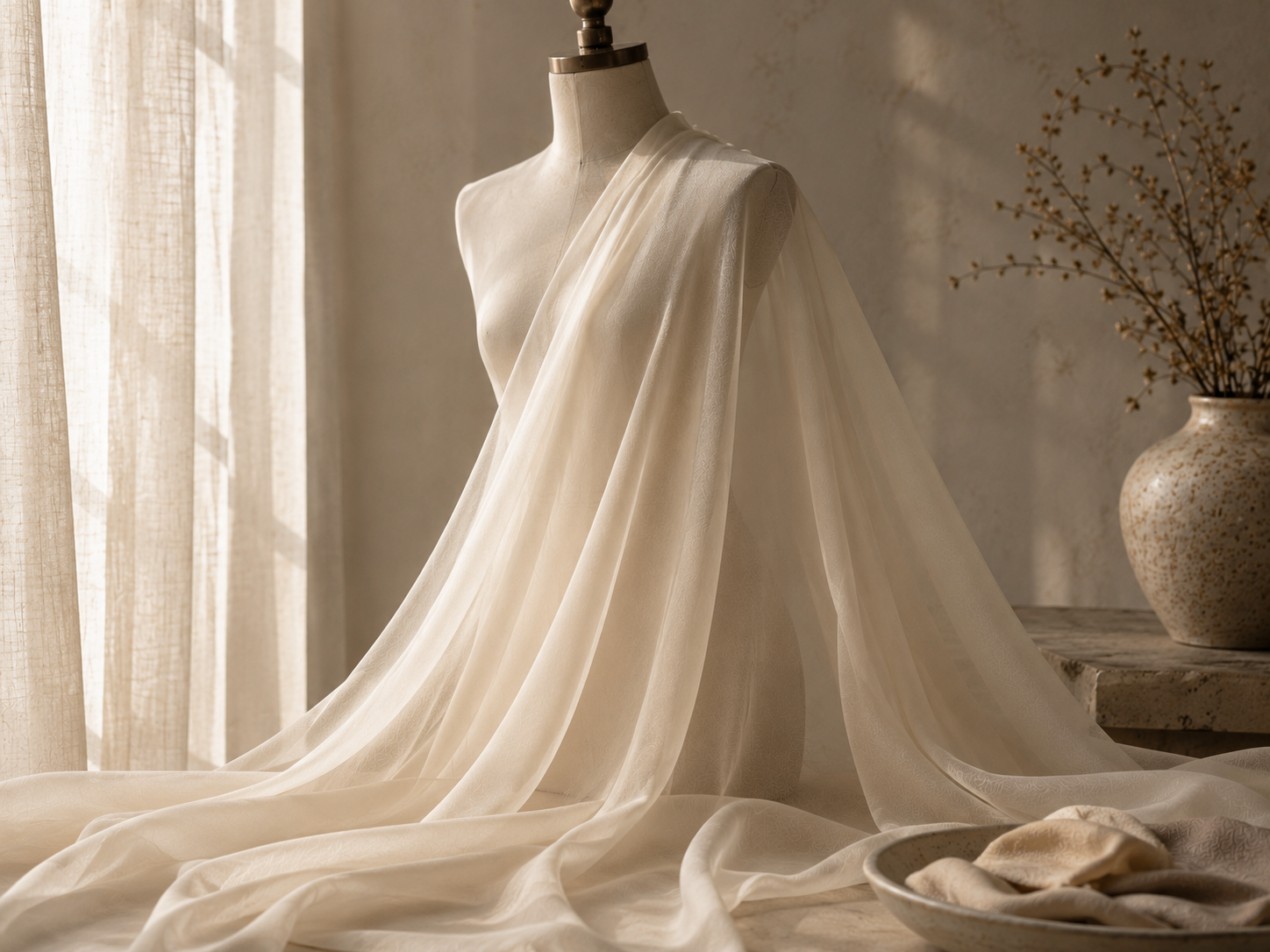 Plain silk georgette fabric — MingSilk collection image