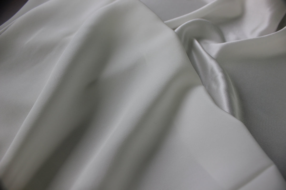 MingSilk silk charmeuse showing contrasting smooth satin reflections and softly matte surface areas across the folds.