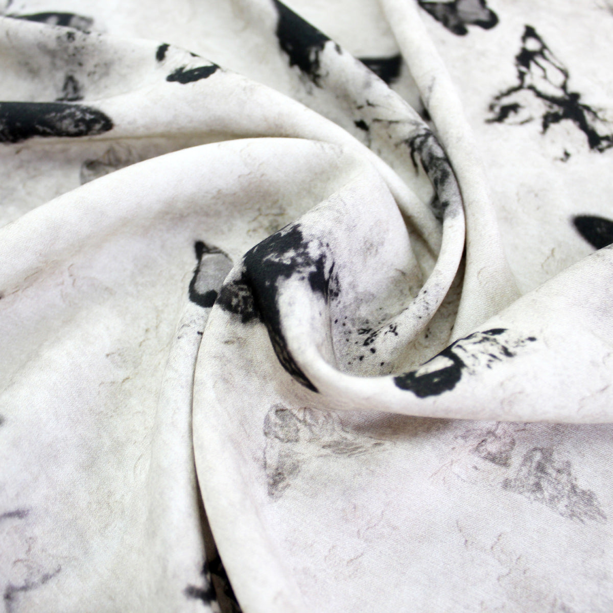 Vintage butterfly printed 19 momme silk rayon blend apparel fabric with elegant fluid folds