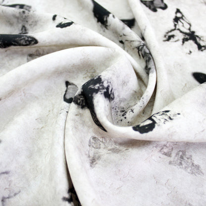 Vintage butterfly printed 19 momme silk rayon blend apparel fabric with elegant fluid folds